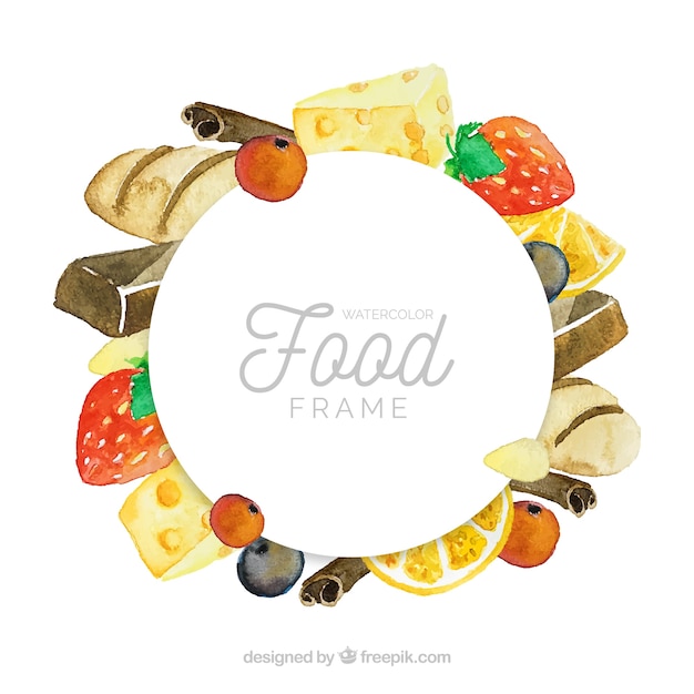 Free Vector watercolor delicious food frame