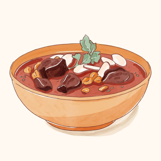 Watercolor delicious pozole illustration