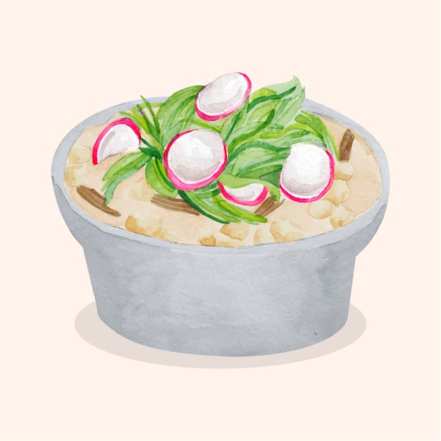 Watercolor delicious pozole illustration