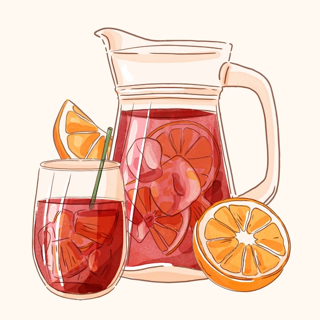 Watercolor delicious sangria illustration