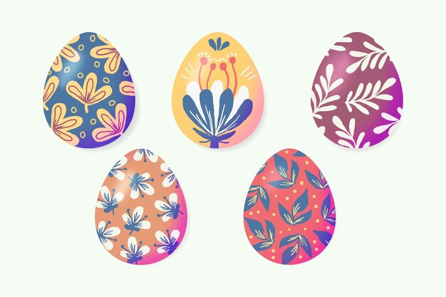 Watercolor design easter day egg collection