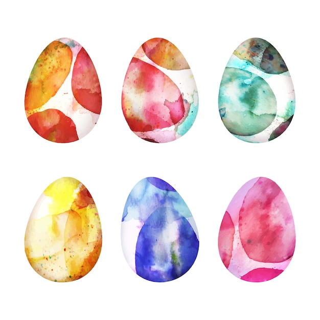 Watercolor design easter day egg set