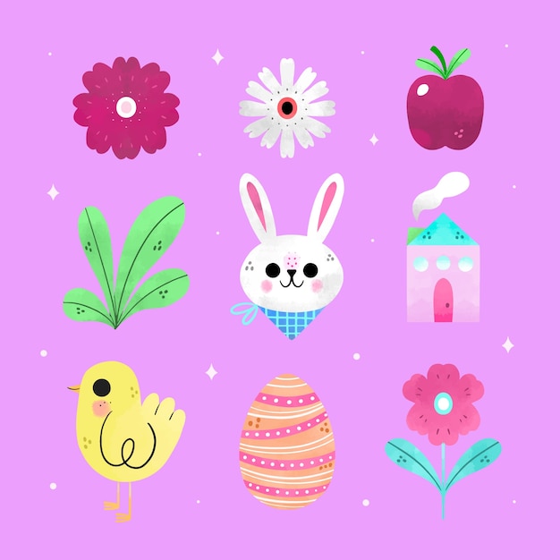 Free Vector watercolor design elements collection for easter holiday