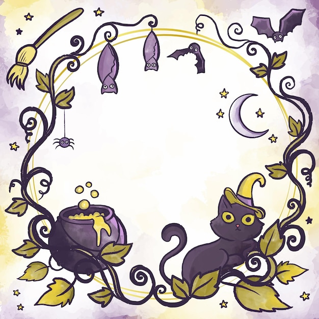 Watercolor design halloween frame