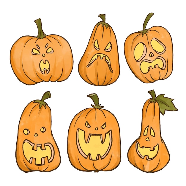 Watercolor design halloween pumpkin collection