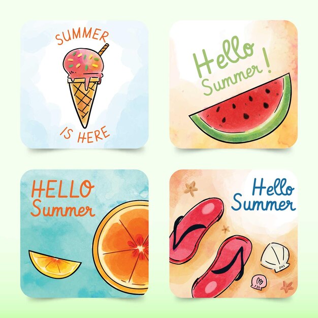 Watercolor design summer cards