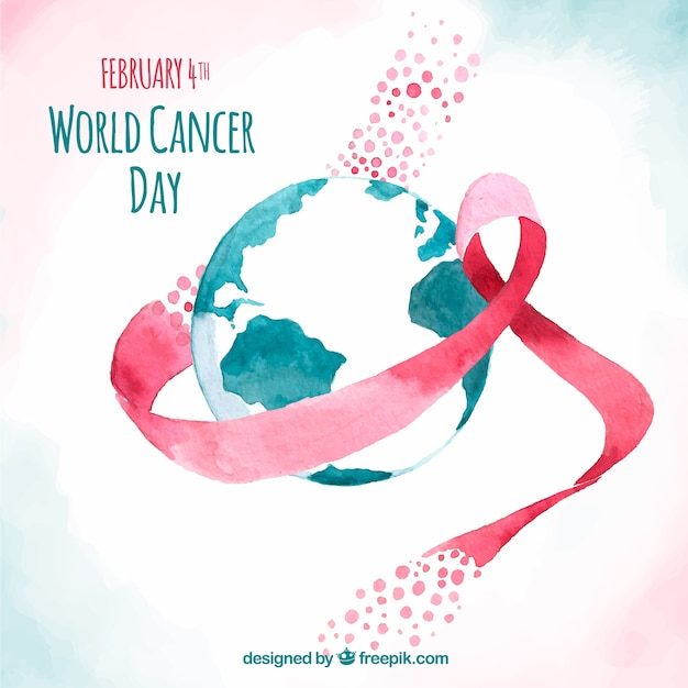 Free vector watercolor design for world cancer day