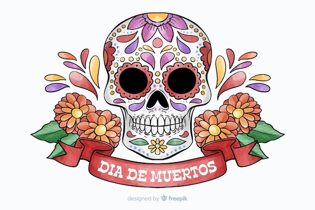 Watercolor dia de muertos background