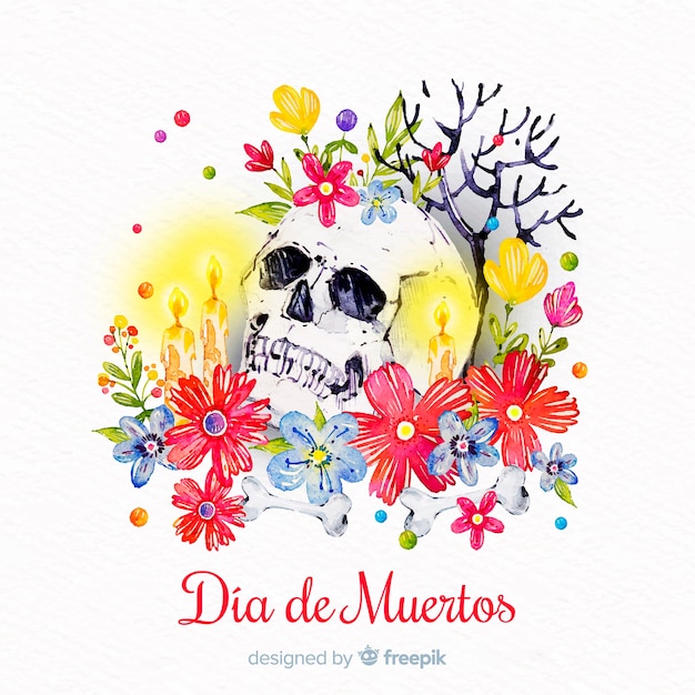 Watercolor dia de muertos background