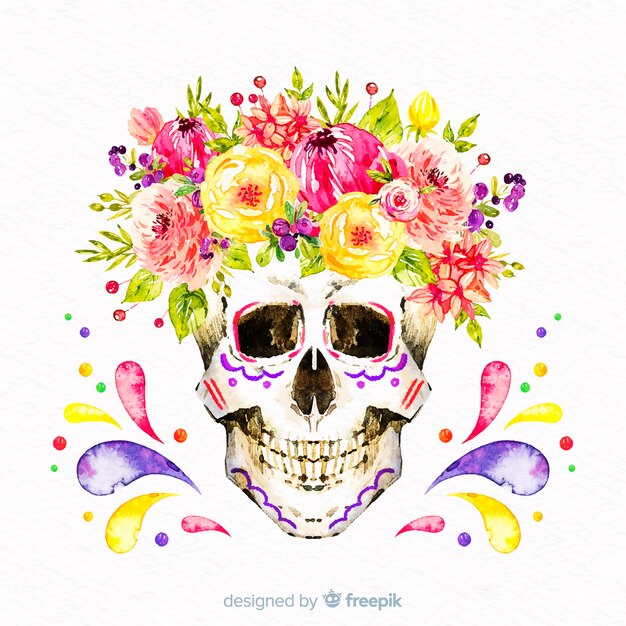 Watercolor dia de muertos background