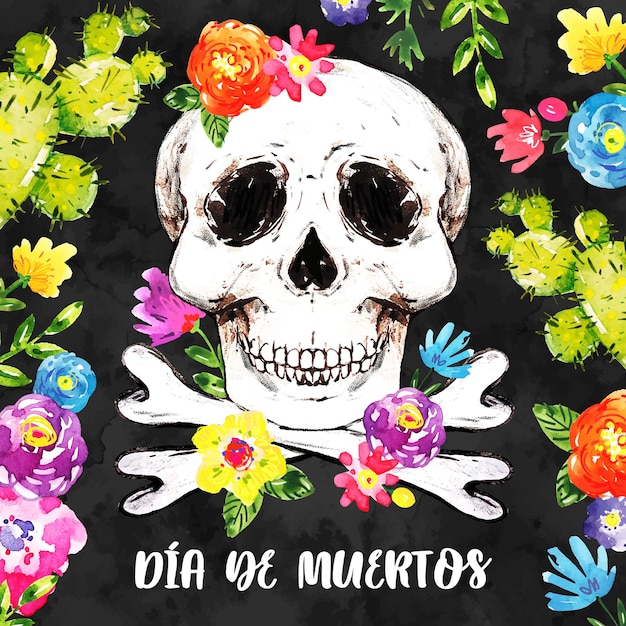 Free vector watercolor dia de muertos background