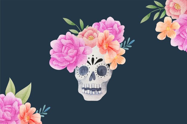 Watercolor dia de muertos background