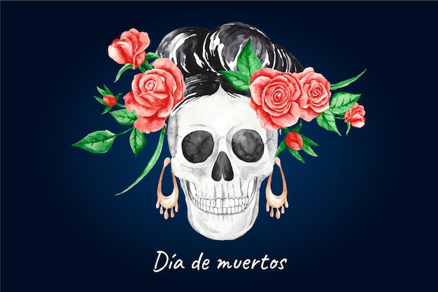 Watercolor dia de muertos background