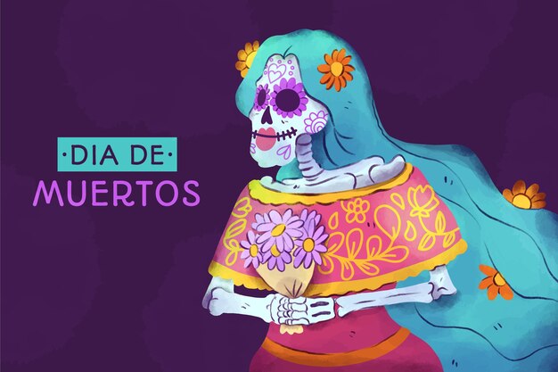 Watercolor día de muertos background