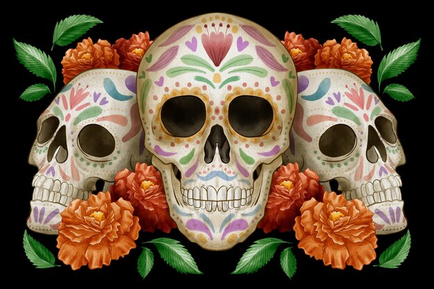 Watercolor dia de muertos background