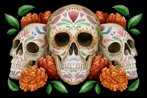 Watercolor dia de muertos background