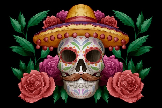 Watercolor dia de muertos background