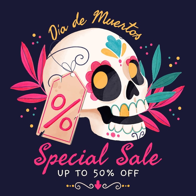 Watercolor dia de muertos sale illustration