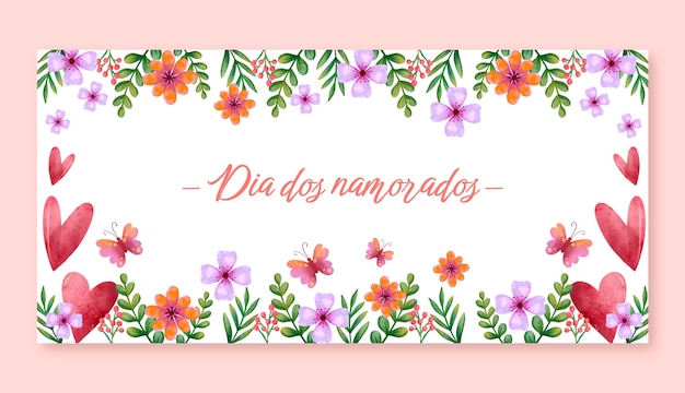 Watercolor dia dos namorados banner