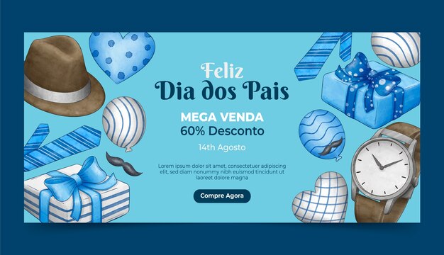 Watercolor dia dos pais sale banner template