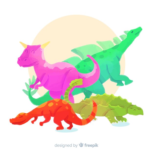 Watercolor dinosaur collection