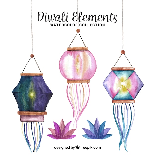 Free Vector watercolor diwali elements