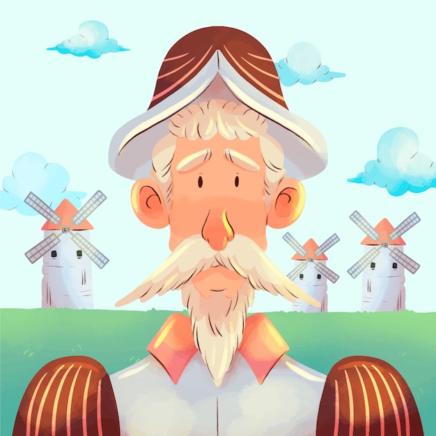 Free Vector watercolor don quixote illustration