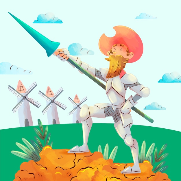 Free Vector watercolor don quixote illustration