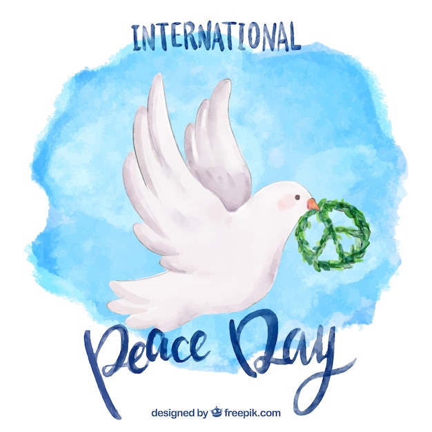 Free Vector watercolor dove with peace symbol