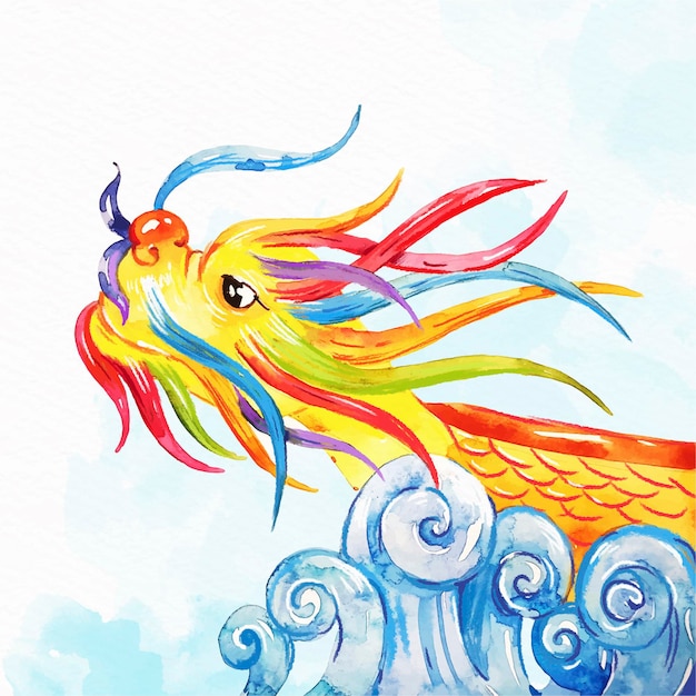 Free Vector watercolor dragon boat background