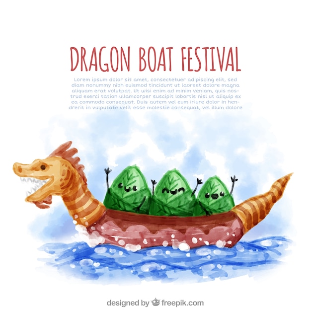 Free Vector watercolor dragon boat festival background