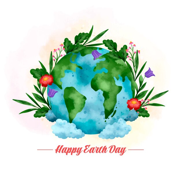 Watercolor earth day illustration