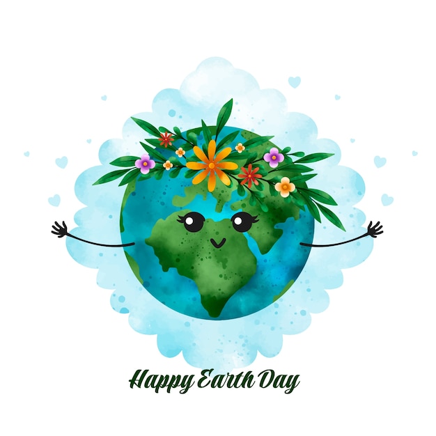 Watercolor earth day illustration