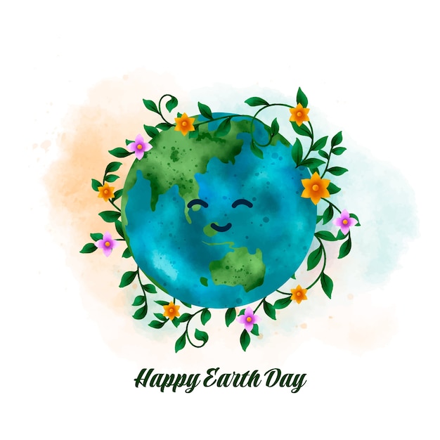 Watercolor earth day illustration