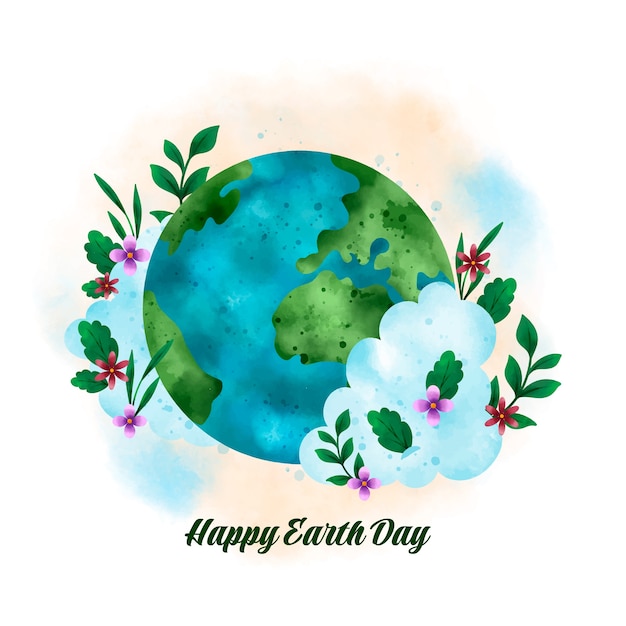 Watercolor earth day illustration