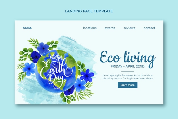 Free Vector watercolor earth day landing page template