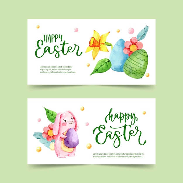 Watercolor easter banners collection