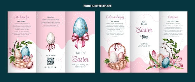 Watercolor easter brochure template