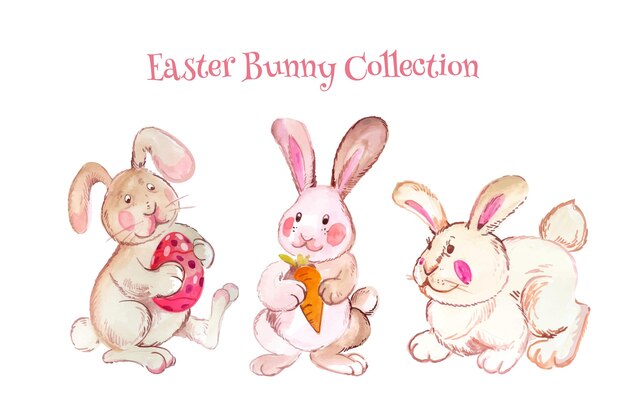 Watercolor easter bunny collection