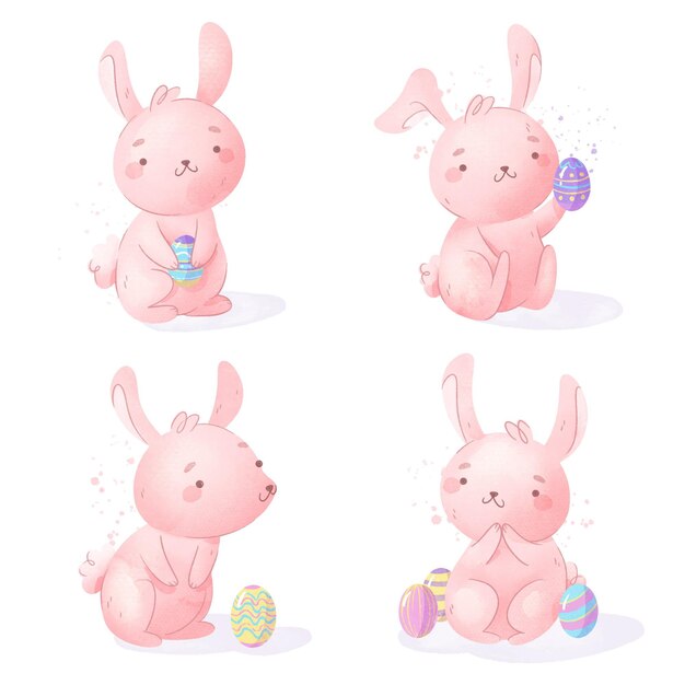 Watercolor easter bunny collection