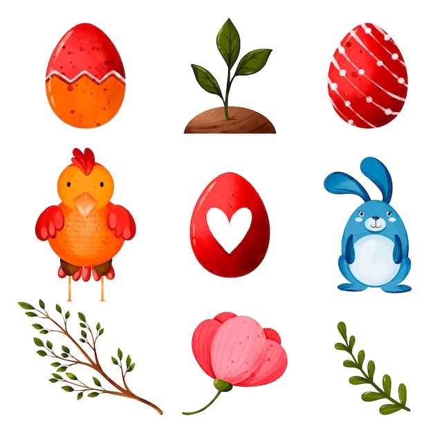 Watercolor easter cliparts collection