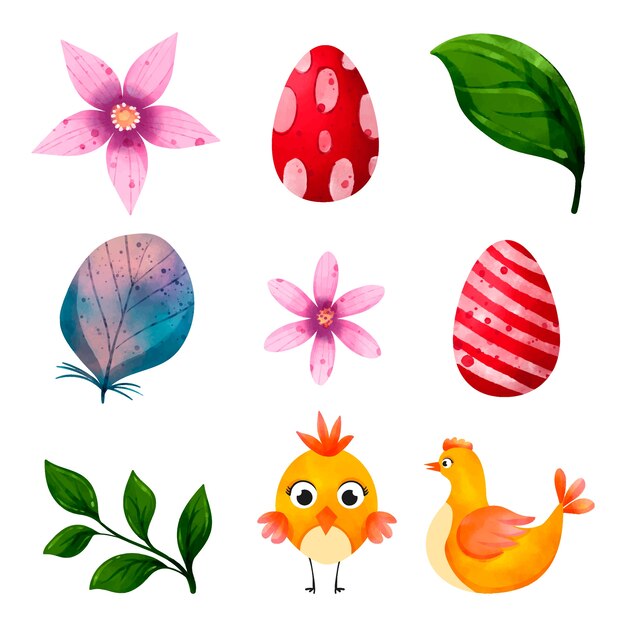 Watercolor easter cliparts collection