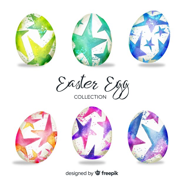 Watercolor easter day egg collection