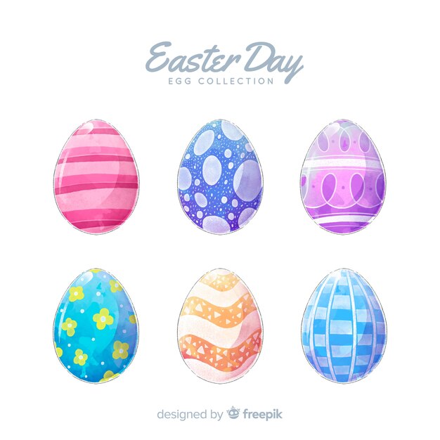 Watercolor easter day egg collection