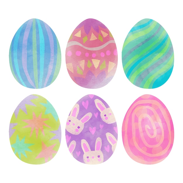 Watercolor easter day egg set