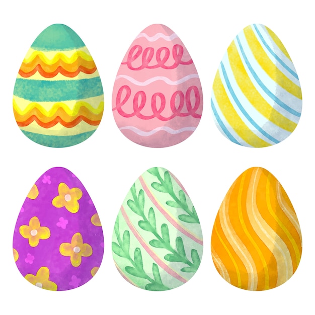 Free vector watercolor easter day eggs collection