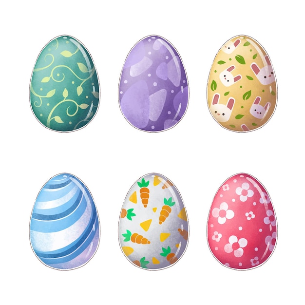 Watercolor easter egg collection