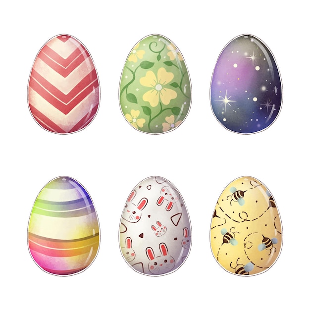 Watercolor easter egg collection