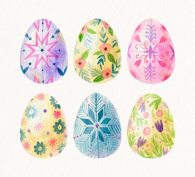 Watercolor easter egg collection