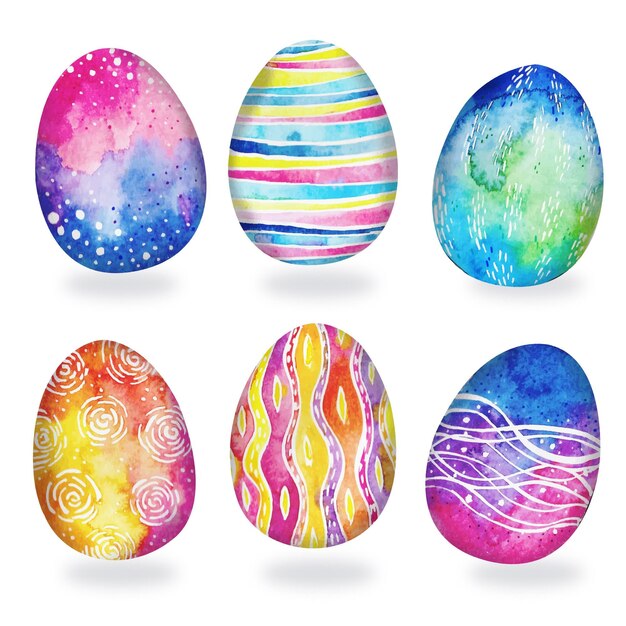 Watercolor easter egg collection